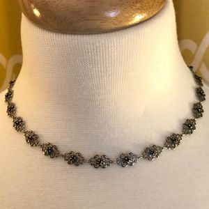 Silver and Rhinestone Choker Style Necklace